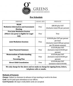 Greens Solicitors Fee Schedule